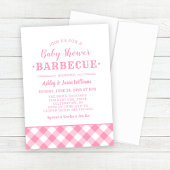 Baby shower BBQ Roze Gingham Pset Kaart
