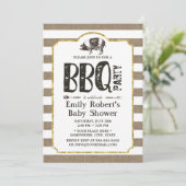 Baby shower BBQ Rustic Burlap Stripes Kaart (Staand voorkant)