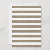 Baby shower BBQ Rustic Burlap Stripes Kaart (Achterkant)