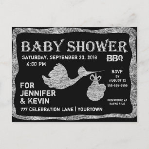 Baby Shower   BBQ   Schoolbord Uitnodiging Briefkaart