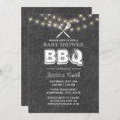 Baby shower BBQ Summer String Lights Chalkboard Kaart (Voorkant / Achterkant)