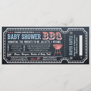 Baby shower BBQ Ticket Uitnodigingen w Luier Raffl