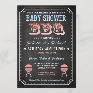 Baby shower BBQ Uitnodigingen (schoolbord)