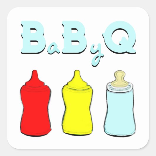 BABY SHOWER BBQ VIERKANTE STICKER (Voorkant)