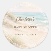 Baby Shower beach coastal summer Ronde Sticker (Voorkant)