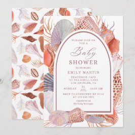 Baby shower Beach Seashells Waterverf Nautisch Kaart
