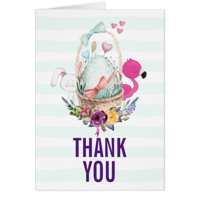 Baby Shower Bedank Nest Ei met Flamingo & Konijn (Voorkant)