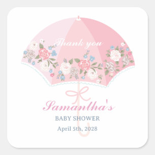 Baby Shower Bedank Tag Vierkante Sticker