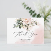 Baby shower bedankbriefje blush roze goud bedankkaart (Staand voorkant)