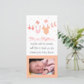 Baby shower bedankje: babykleren aan de waslijn bedankkaart (Staand voorkant)