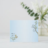 Baby shower bedankje, "Gold Birds" Bedankkaart (Staand voorkant)