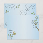 Baby shower bedankje, "Gold Birds" Bedankkaart (Voorkant / Achterkant)