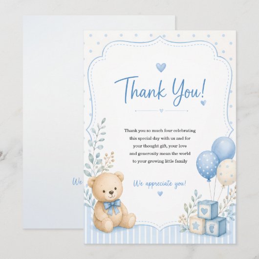 Baby shower bedankkaart (Voorkant / Achterkant)