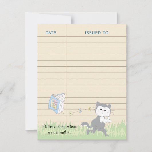 Baby shower bedankkaart, blauw/bouw een bibliothee bedankkaart (Voorkant)