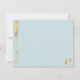 Baby shower bedankkaart, "blauw/goud" bedankkaart