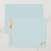 Baby shower bedankkaart, "blauw/goud" bedankkaart (Voorkant / Achterkant)