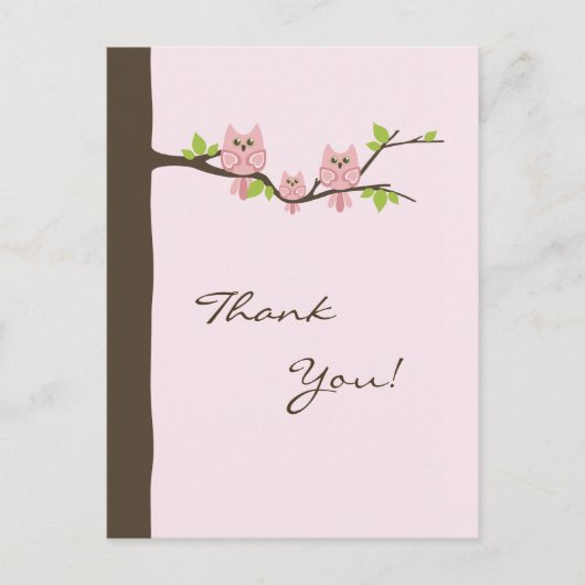 Baby shower bedankkaart (meisje) briefkaart (Voorkant)