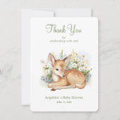 Baby shower bedankkaart met een schattige fawn. (Voorkant)