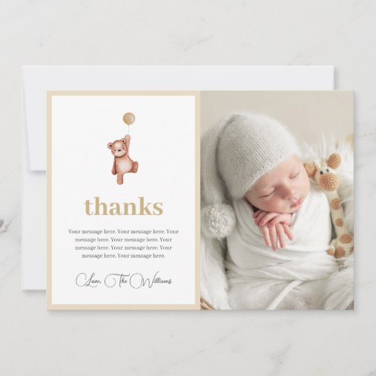 Baby shower bedankkaart met foto (Voorkant)