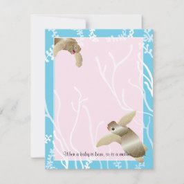 Baby shower bedankkaart, roze/blauwe schildpad bedankkaart