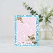 Baby shower bedankkaart, roze/blauwe schildpad bedankkaart (Staand voorkant)