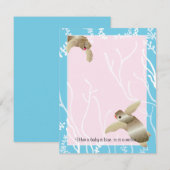 Baby shower bedankkaart, roze/blauwe schildpad bedankkaart (Voorkant / Achterkant)