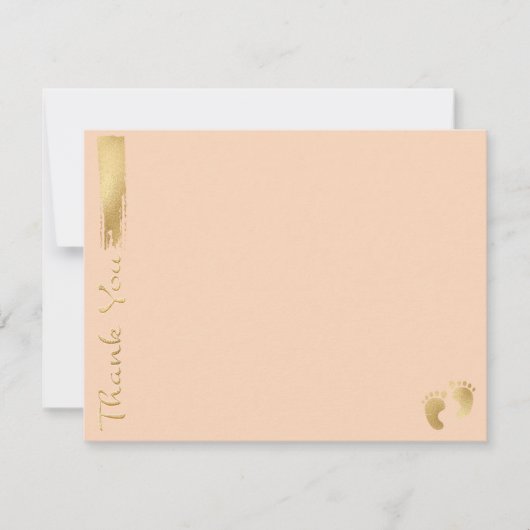 Baby shower bedankkaart, "roze/goud" bedankkaart (Voorkant)