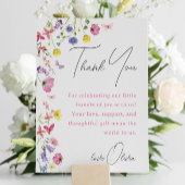 Baby shower bedankkaart | wilde bloem menu