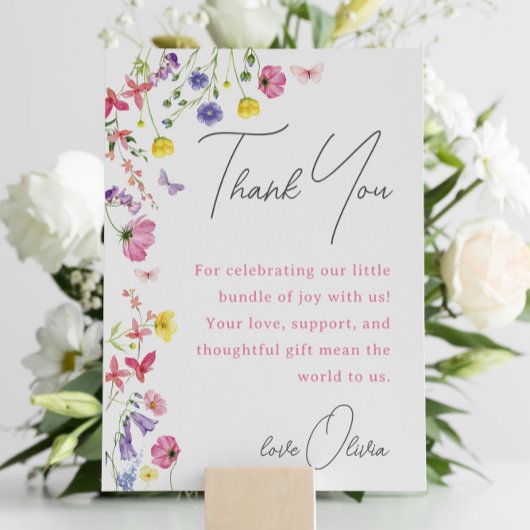 Baby shower bedankkaart | wilde bloem menu