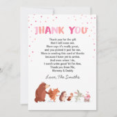 Baby shower bedankkaart Woodland meisje roze (Voorkant)