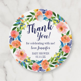 Baby Shower Bedankkaartjes Waterverf Bloem Bedankjes Labels