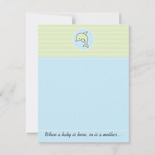Baby shower bedankpas, blauwe dolfijn bedankkaart (Voorkant)