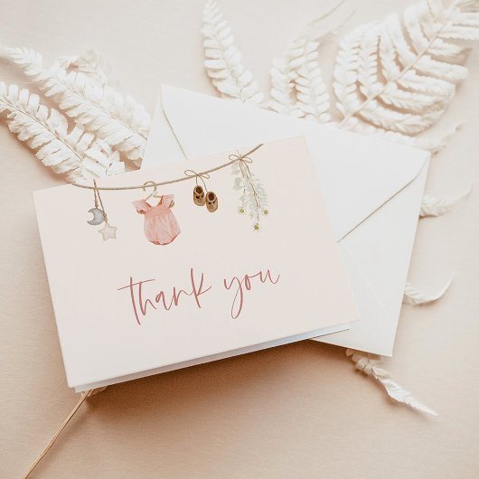 Baby shower bedankpas | Roze Meisje Baby shower Bedankkaart