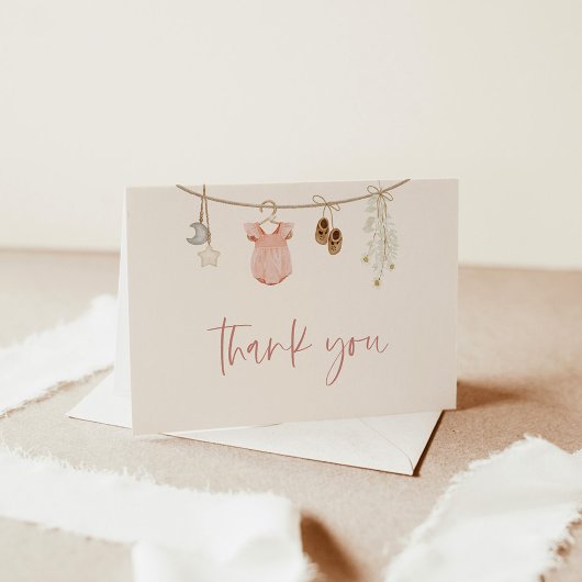 Baby shower bedankpas | Roze Meisje Baby shower Bedankkaart