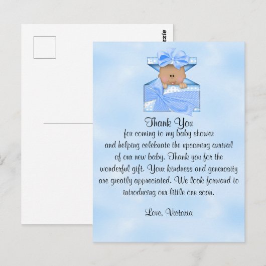 Baby shower Bedankt Baby Boy Ethnic Briefkaart (Voorkant / Achterkant)