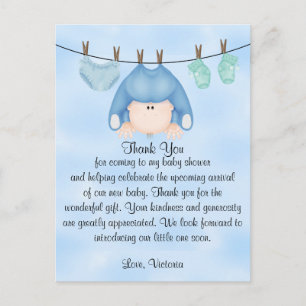 Baby Shower Bedankt Baby Jongen Briefkaart