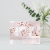 Baby shower Bedankt Blush Pink Brush Stroke Briefkaart (Staand voorkant)
