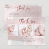 Baby shower Bedankt Blush Pink Brush Stroke Briefkaart (Voorkant / Achterkant)