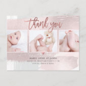 Baby shower Bedankt Blush Pink Brush Stroke Briefkaart (Voorkant)
