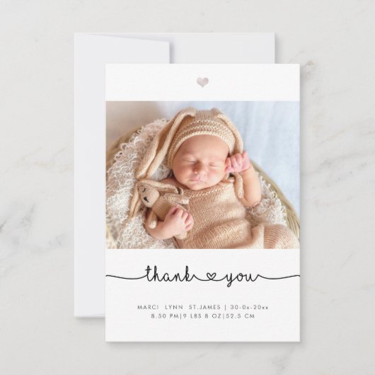 Baby shower Bedankt Chic Love Script (Voorkant)