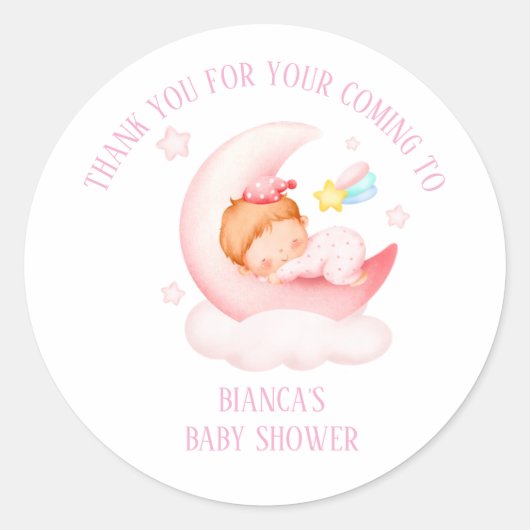 Baby shower Bedankt Classic Round sticker (Voorkant)