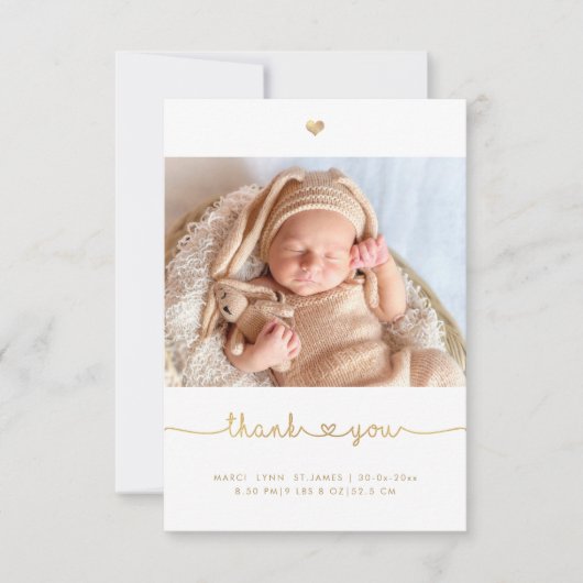 Baby shower Bedankt Faux Gold Chic Love Script (Voorkant)