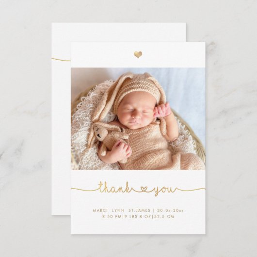 Baby shower Bedankt Faux Gold Chic Love Script (Voorkant / Achterkant)