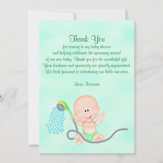 Baby Shower Bedankt Geslacht Neutraal Groen Kaart (Voorkant)