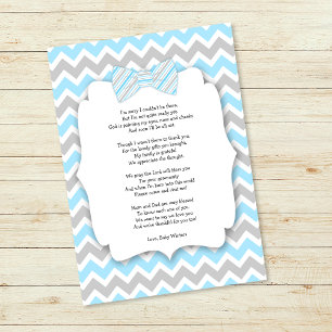 Baby shower bedankt je notities met gedicht blauw 