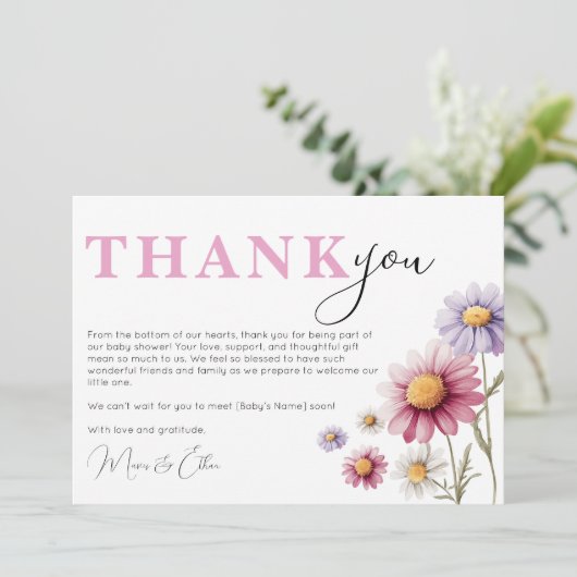 Baby shower Bedankt Kaart Sjabloon (Staand voorkant)