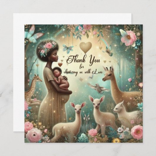 Baby shower Bedankt Kaarten Douchen met liefde (Voorkant / Achterkant)