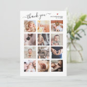 Baby shower Bedankt Minimalist 12 Fotocollage (Staand voorkant)