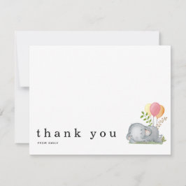 Baby Shower Bedankt Naam Slapende Olifant Roze Notitiekaartje