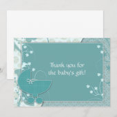 Baby shower Bedankt Notities Turquoise Baby Buggy (Voorkant / Achterkant)
